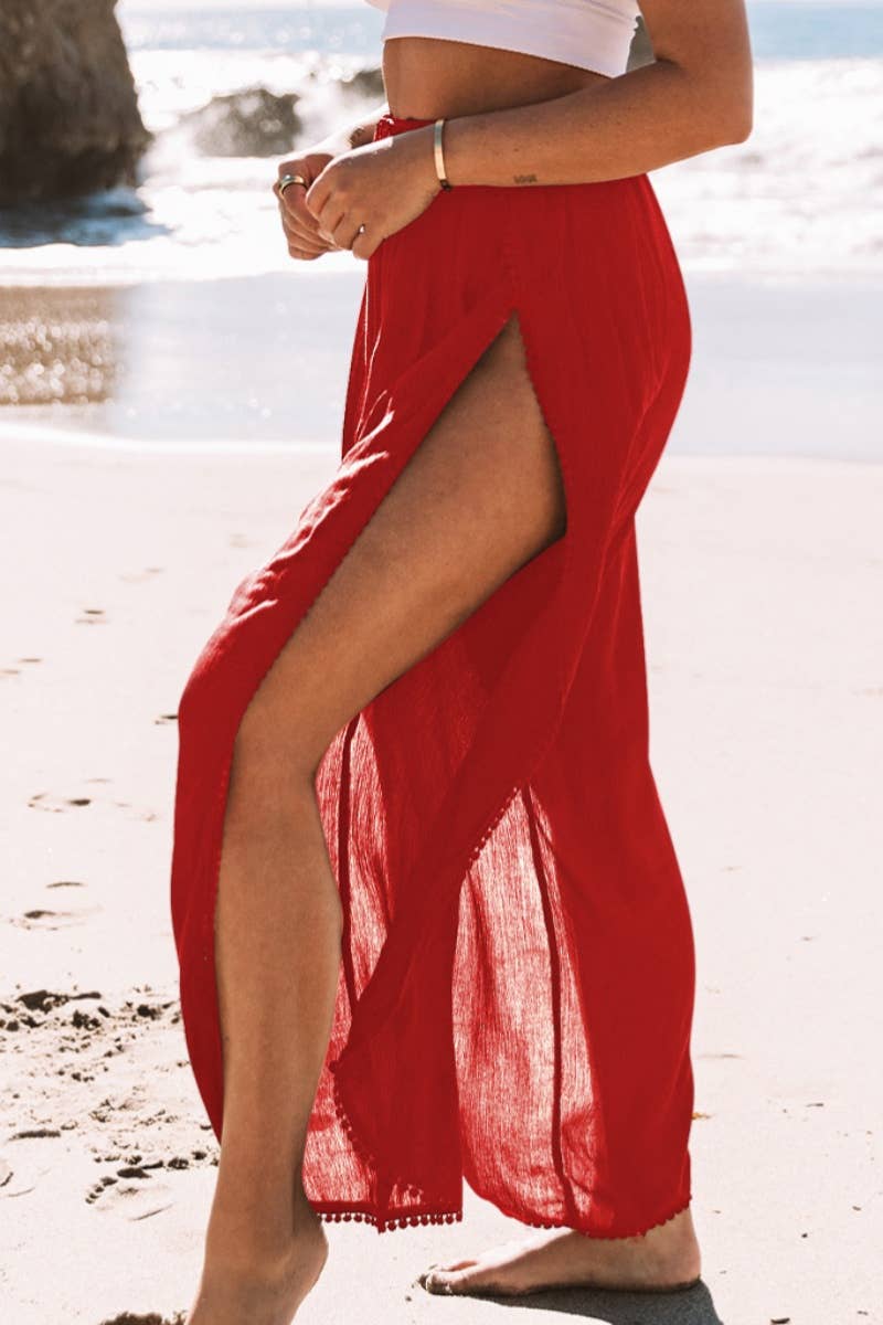 CWBMP0158_SUMMER CASUAL SPLIT HIGH-WAISTED PANTS