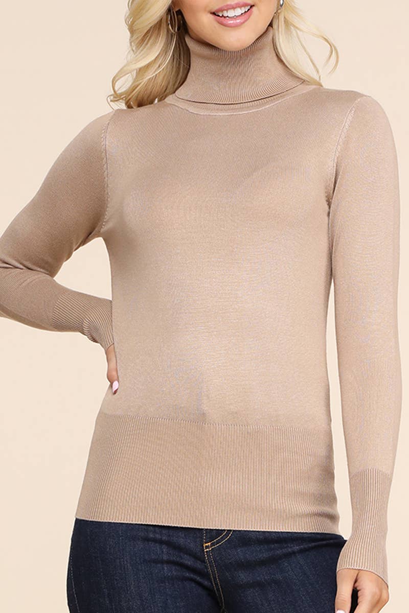 AWOSWL285_Stretch Turtle Neck Long Sleeve Pullover Sweater