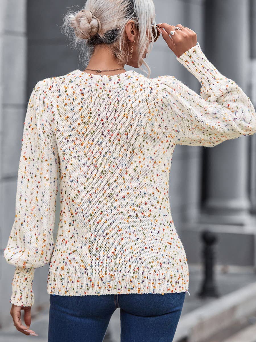 COLORED POLKA DOT PULLOVER SENSE KNIT SWEATER