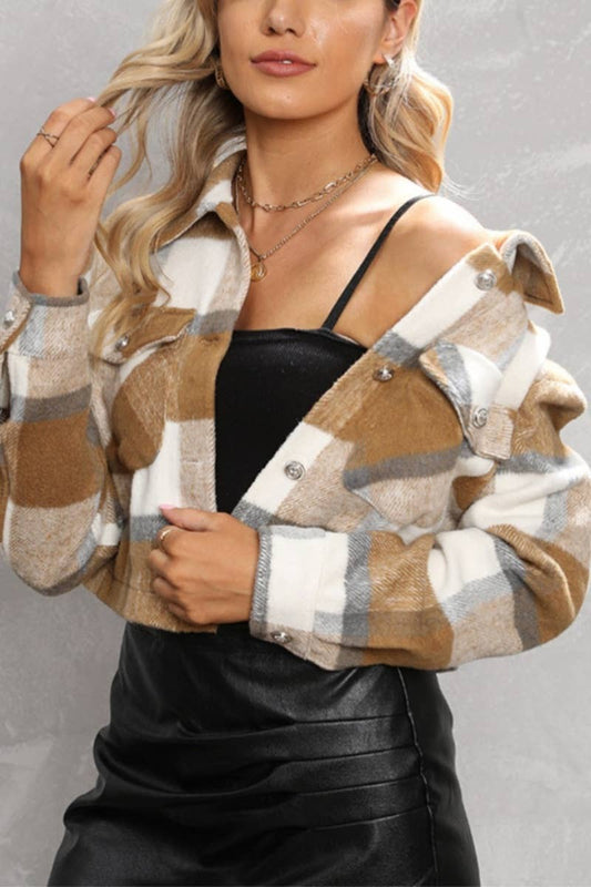 CWTSTL2089_WINTER PLAID SHIRT WITH LONG SLEEVES SHORT STYLE