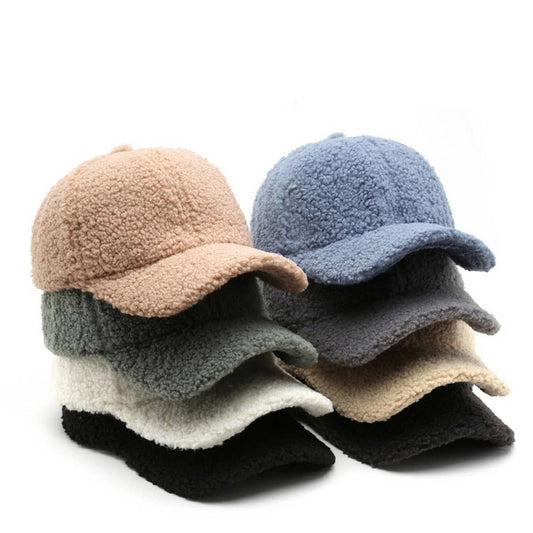 Vintage Solid Color Lamb Wool Baseball Cap_CWAH2173