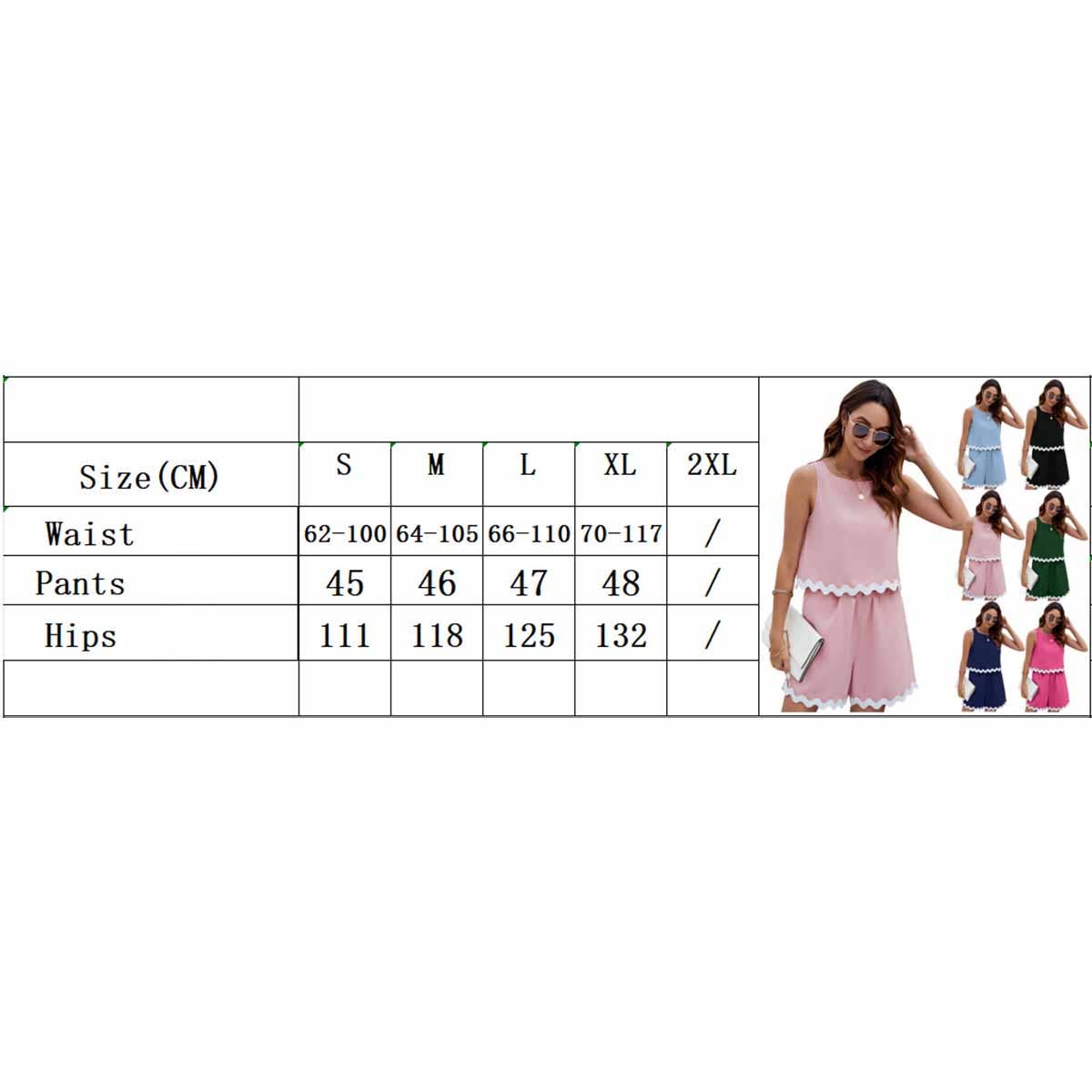 Crewneck sleeveless tank shorts suit with trim