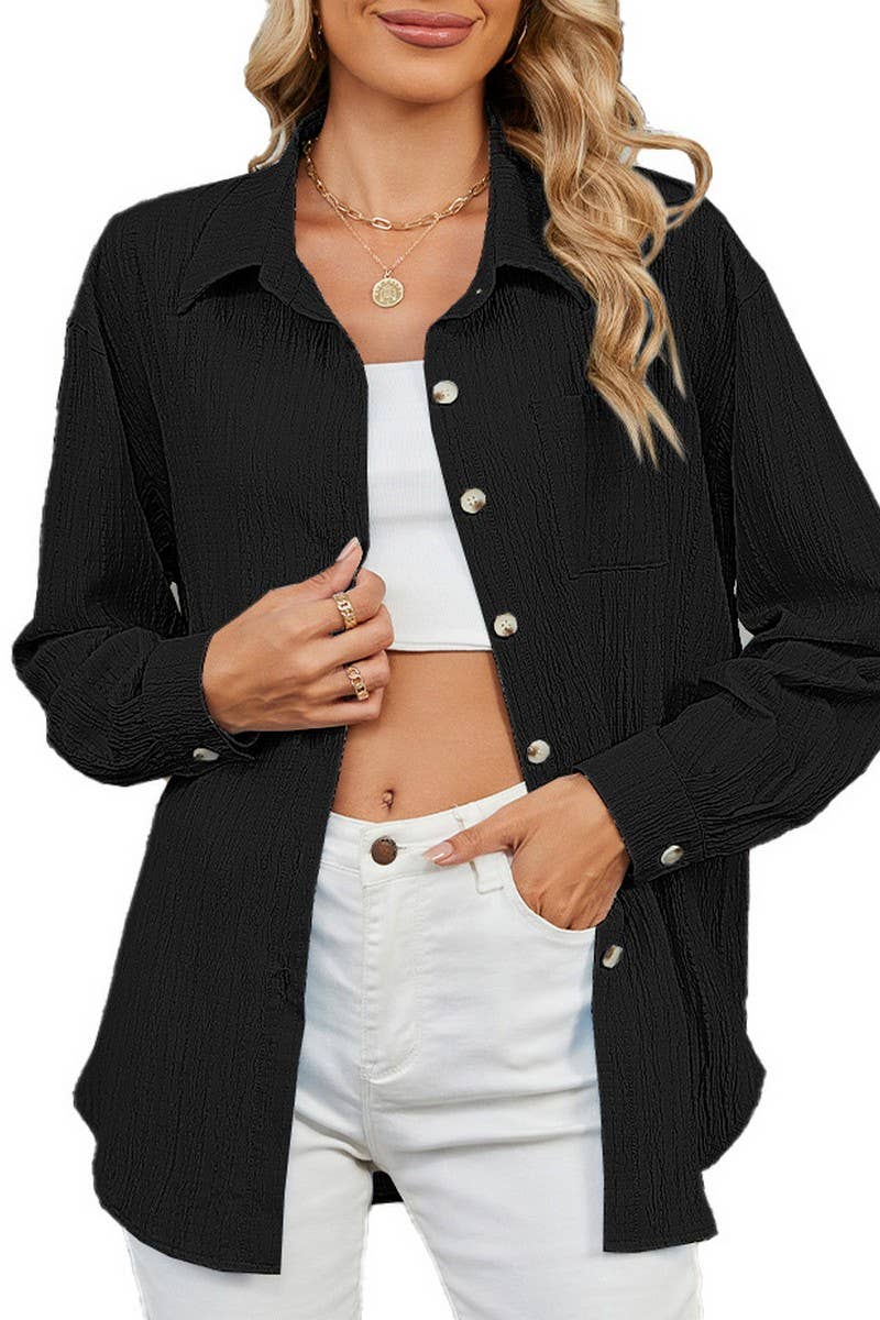 CWTSTL2065_CASUAL LAPEL SINGLE BREASTED LONG SLEEVE SHIRT
