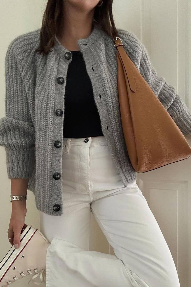 CWOCAL00749_CASUAL SIMPLE BUTTON LONG SLEEVE SHIRT SWEATER