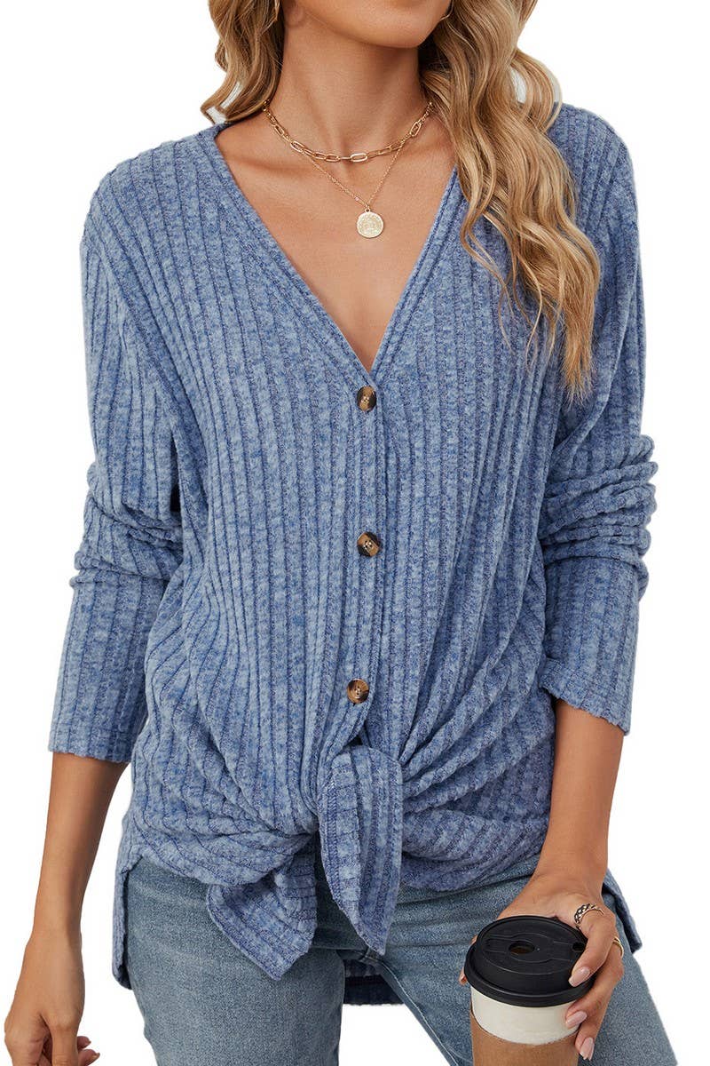 CWOCAL00864_SOLID BUTTON LONG SLEEVE CASUAL CARDIGAN