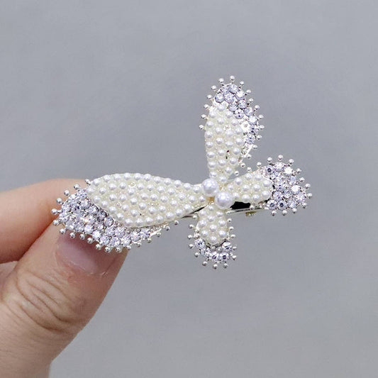 PEARL RHINESTONE BANGS CLIP BUTTERFLY HAIRPIN_CWAHA4747