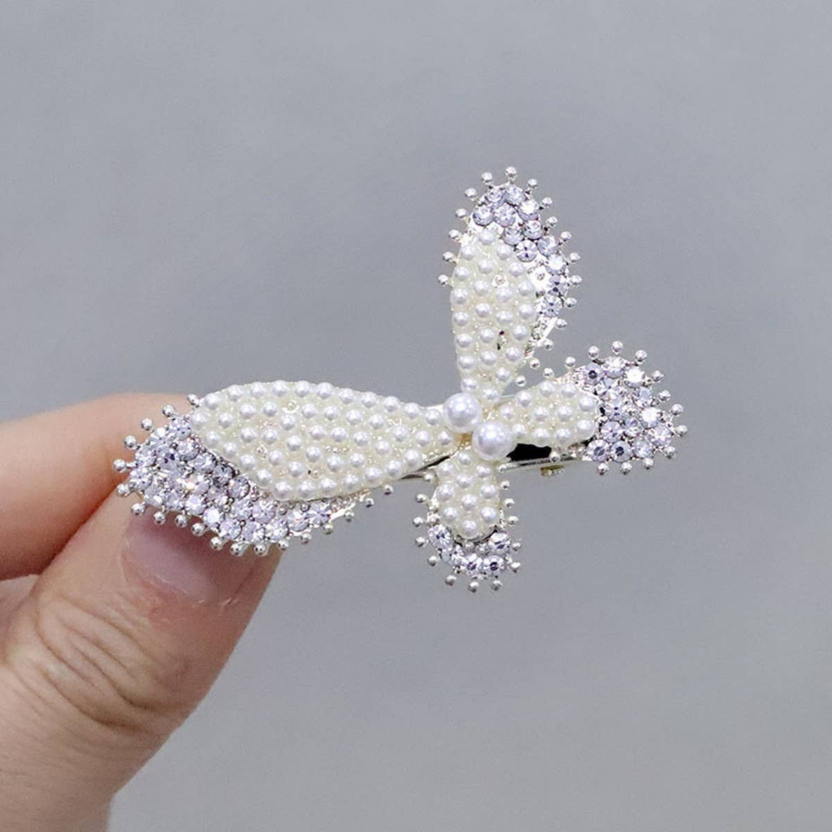 PEARL RHINESTONE BANGS CLIP BUTTERFLY HAIRPIN_CWAHA4747