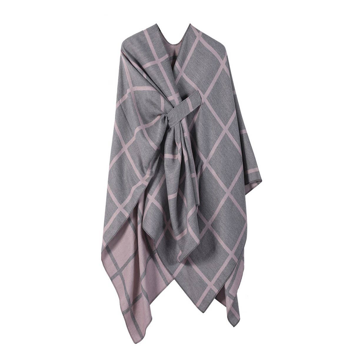 SOLID COLOR FASHIONABLE KNITTED SHAWL CAPE_CWASC2129