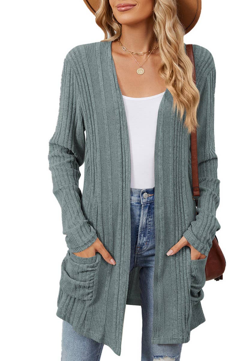 CWOCAL1923_BRUSHED POCKET LONG SLEEVE CARDIGAN COAT