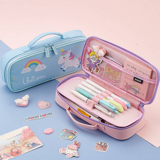 MULTI-LAYER STORAGE PORTABLE CANVAS PENCIL CASE