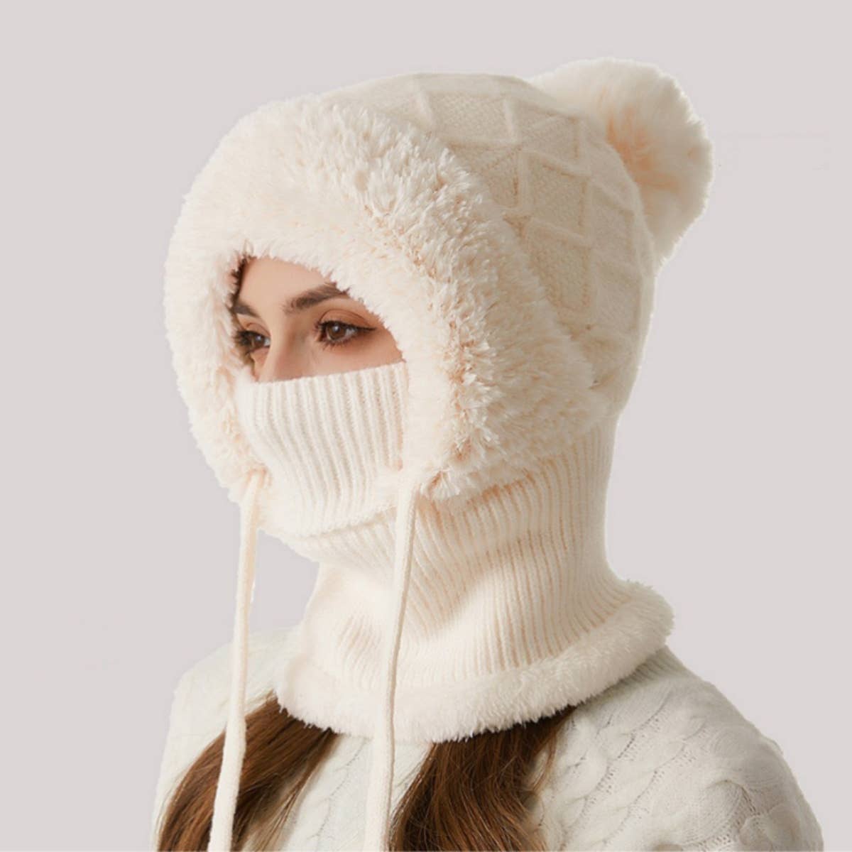 CWAH2208_KNITTED WINTER FLEECE OUTDOOR HAT NECK SET
