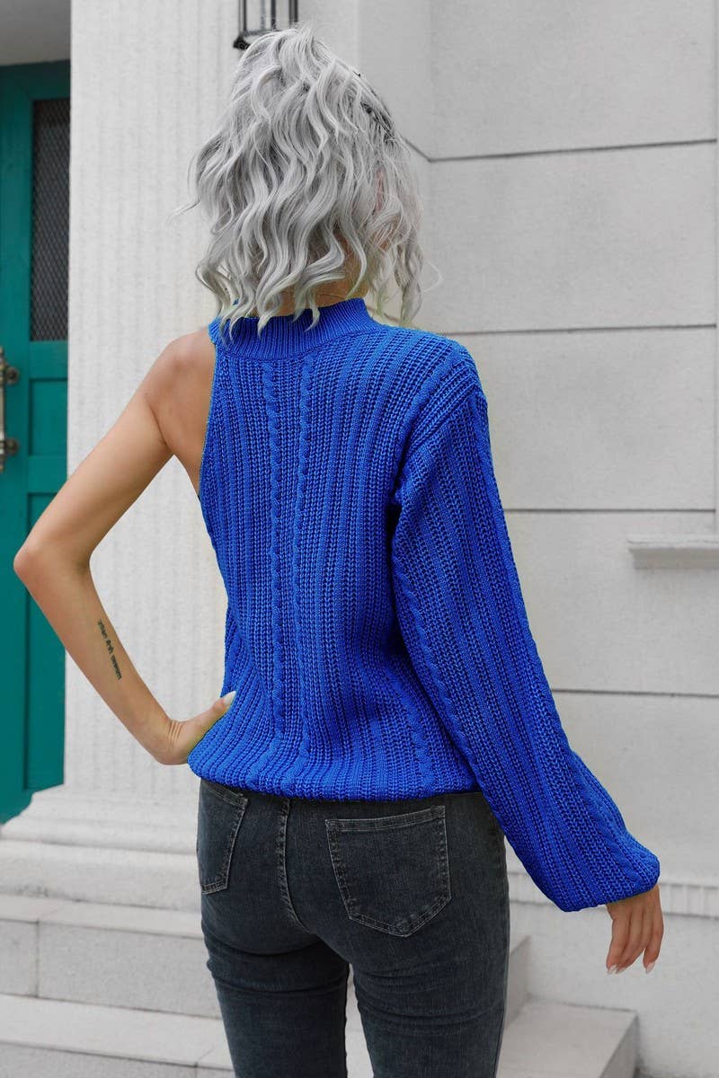 CWOSWL4151_ONE-SHOULDER LOOSE-FITTING KNIT SWEATER