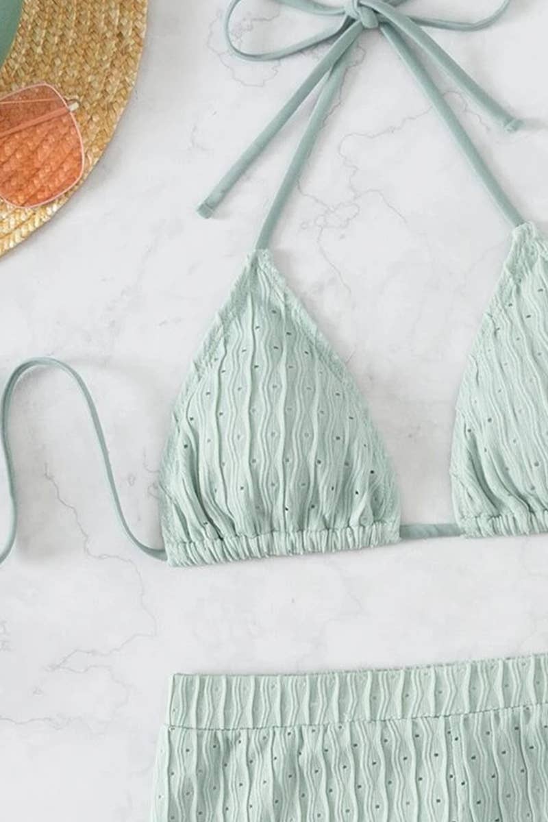 CWMW0747_BOXER SHORTS TWO-PIECE SOLID COLOR SWIMSUIT