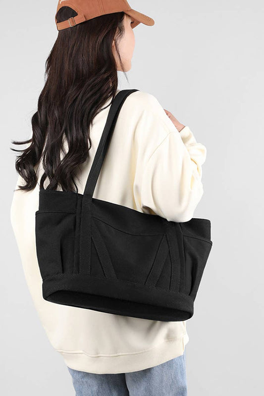 STORAGE POCKET LARGE CANVAS SHOPPER BAG_CUAB0102