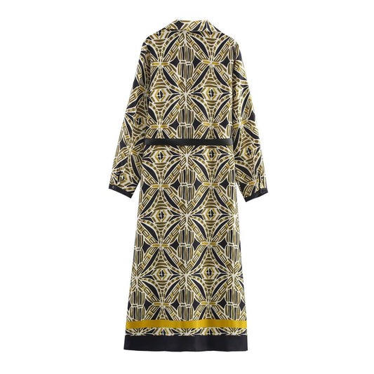 Belt fashionable loose-fitting printed dress