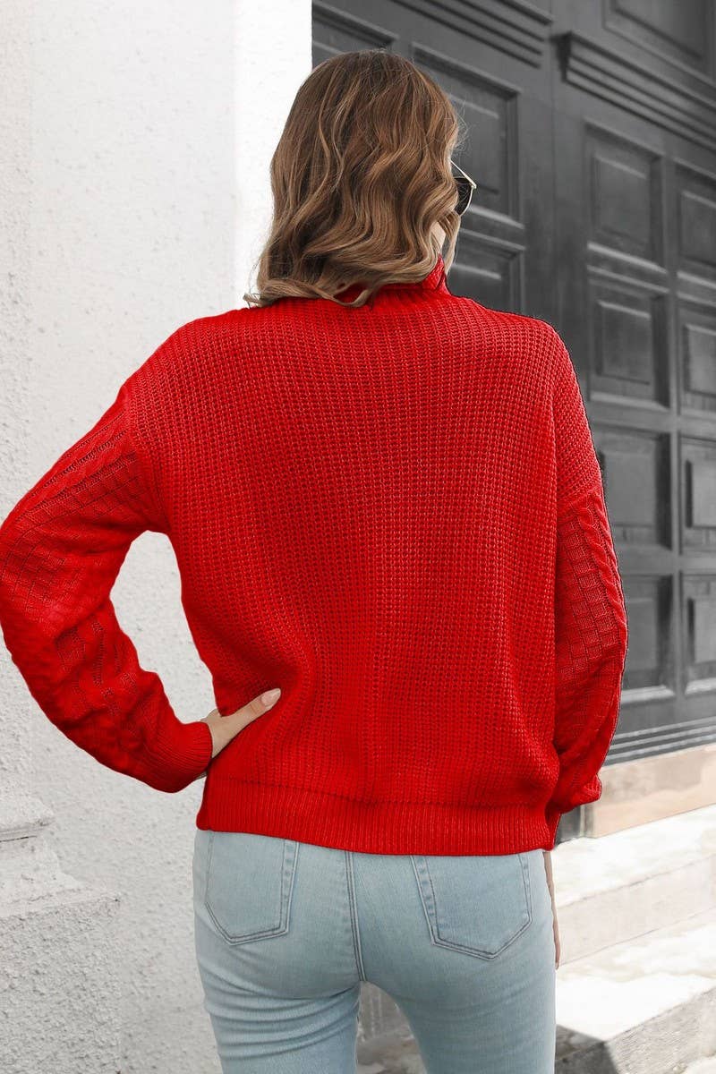 CWOSWL4142_SOLID COLOR CABLE KNIT TURTLENECK SWEATER