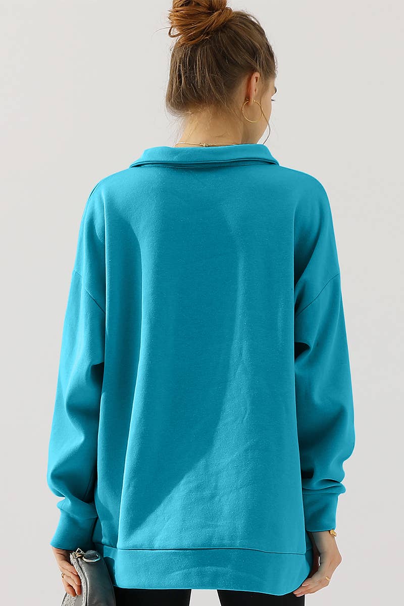 CWOHOL431_Zip Neck Lightweight Pullover Sweatshirt