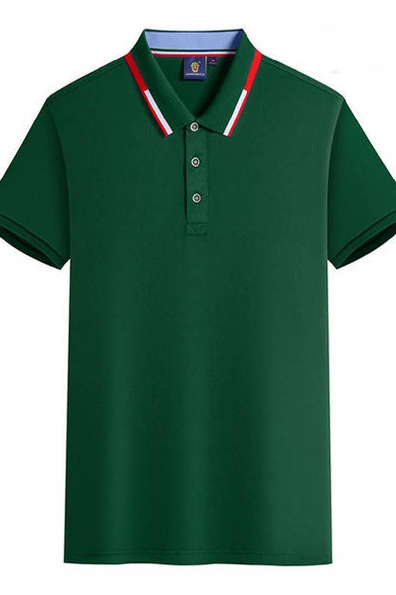 CWTBLS02422_SOLID COLOR COLLAR CONTRAST LAPEL POLO SHIRT