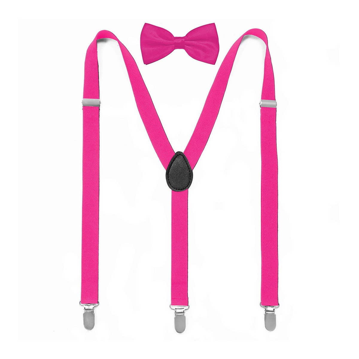 MULTICOLOR SOLID COLOR SUSPENDER CLIP BOW TIE SET