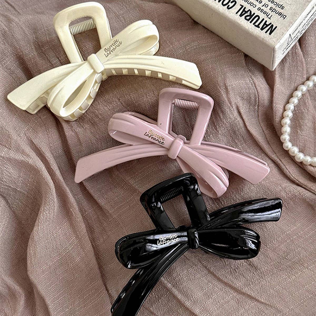 Large Bow Hair Claw - Elegant Ribbon Shark Clip