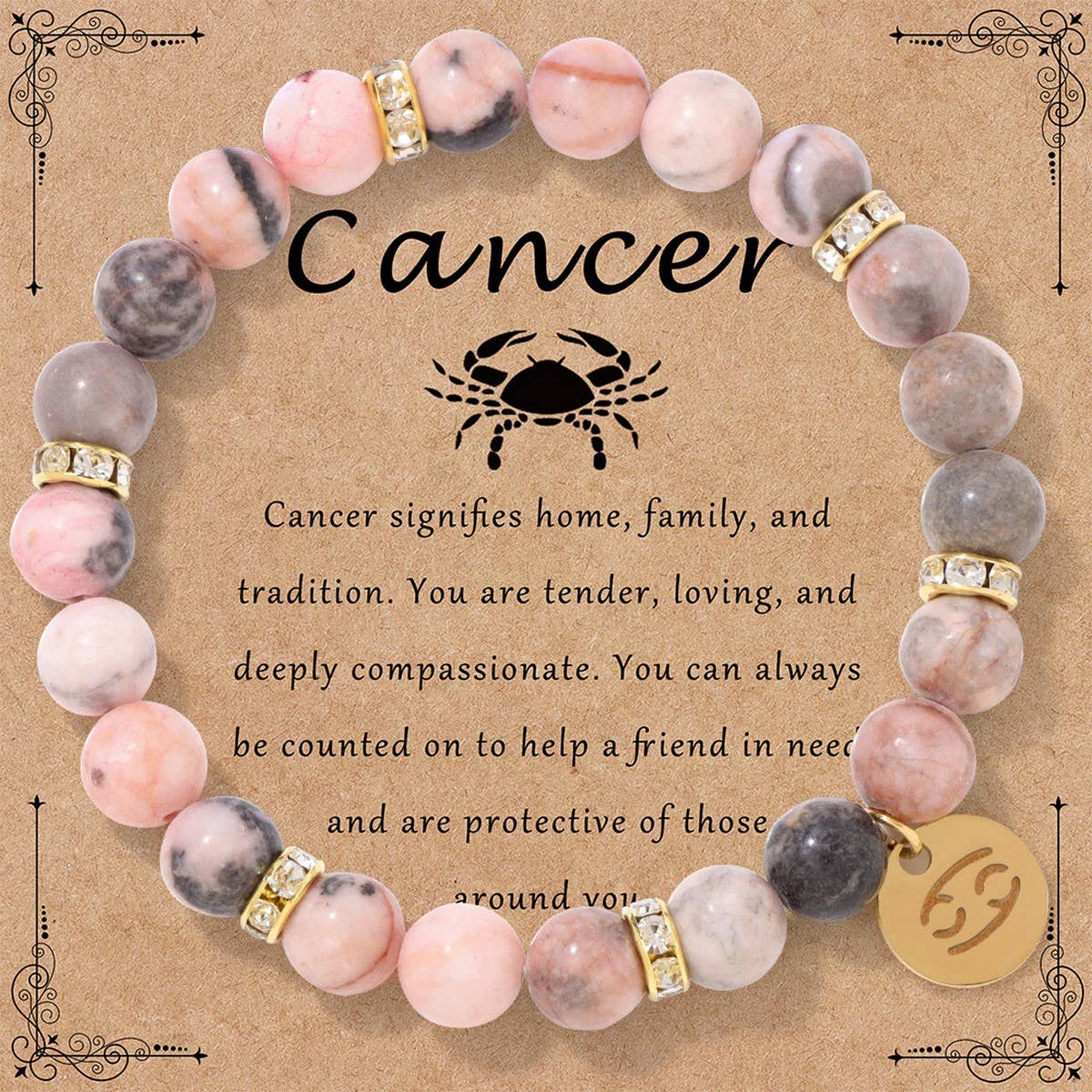 NEW ZODIAC BEADED ELASTIC ROPE BRACELET_CWAJE2096