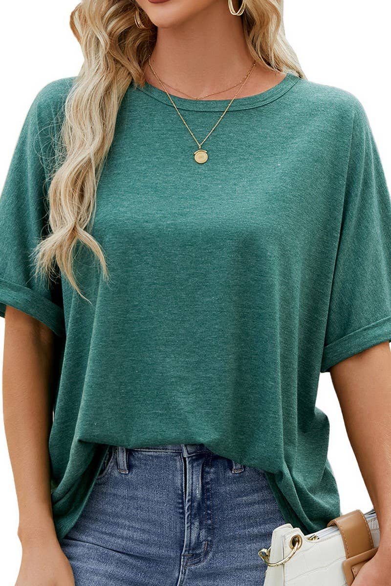 CWTTS1083_ROUND NECK SHORT SLEEVE BAGGY TOP
