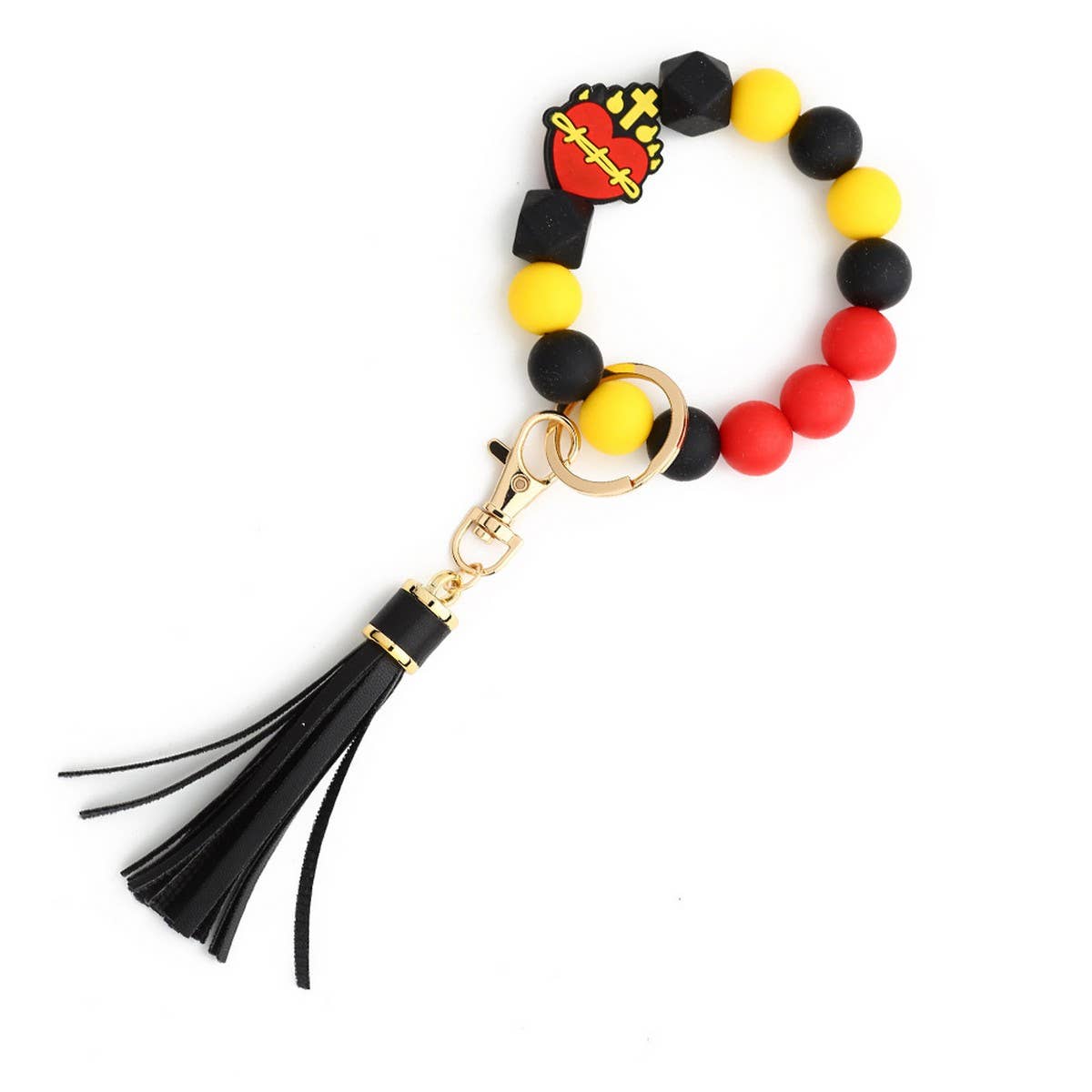 Cross Rabbit Keychain Easter Silicone Bead Bracelet_CWAB5076