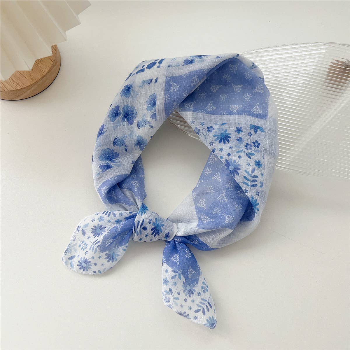 Cotton Linen Square Scarf - Breathable Neck Wrap
