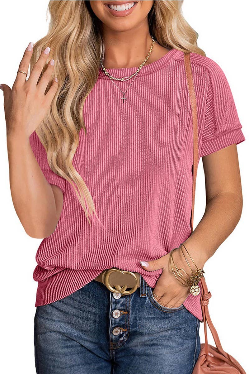 CWTBLS1816_SUMMER ROUND NECK SHORT SLEEVE LOOSE T-SHIRT