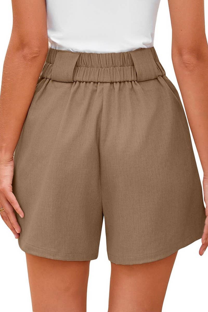 CWBSP00628_2025 WOMEN HIGH WAIST CASUAL SHORTS WITH POCKETS