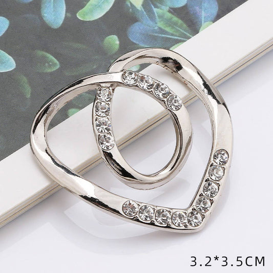 HEART-SHAPED METAL PEARL INLAID SCARF RING