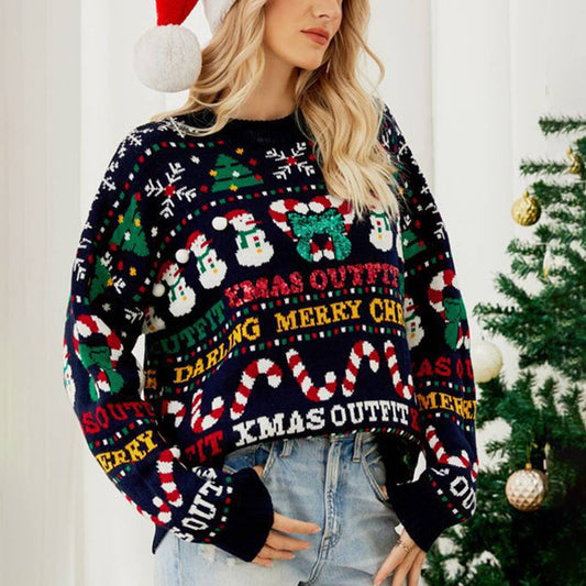 Christmas tree crewneck snowman Christmas sweater