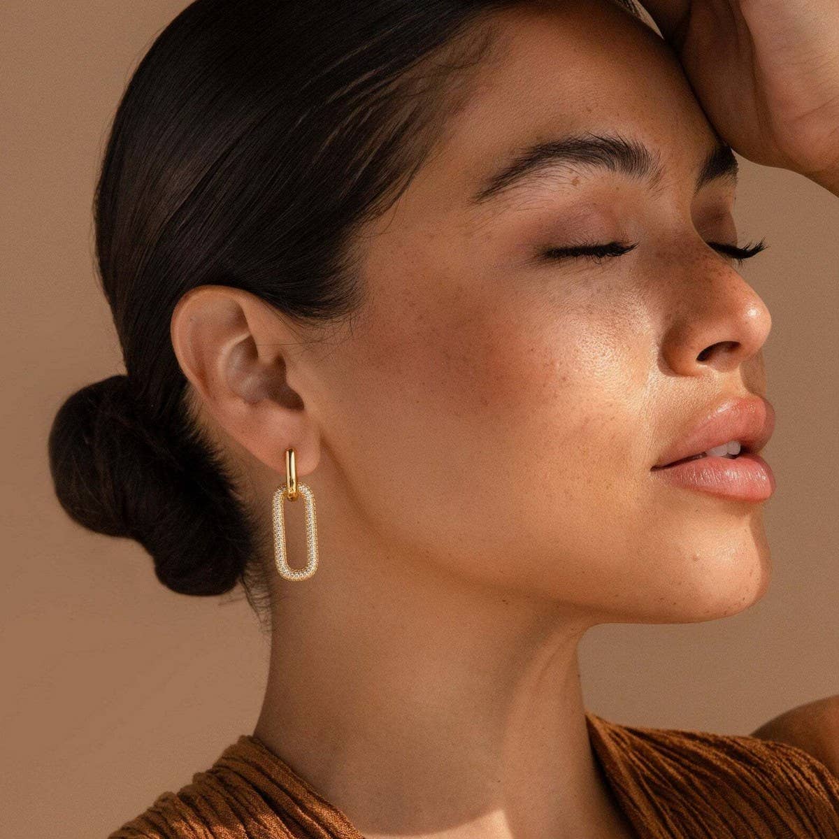 High-end micro-inlaid zircon pendant earrings