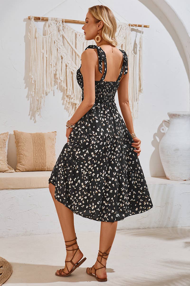 CWDHL0641_FASHION PRINT CASUAL KNOT STRAP DRESS