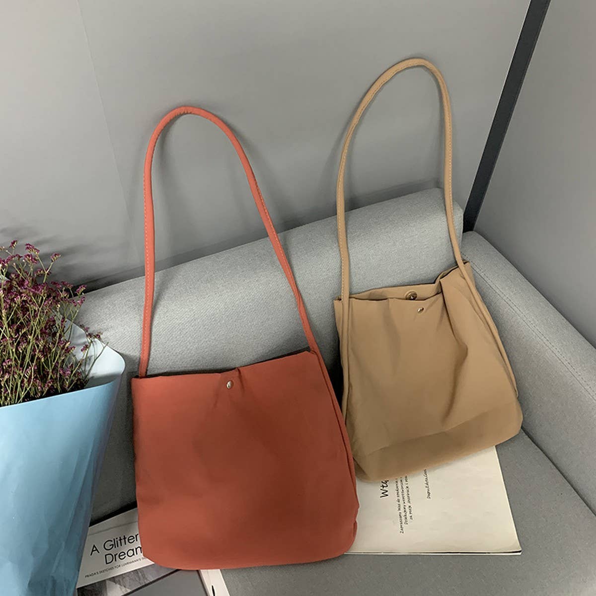 CANDY COLOR SIMPLE AND FRESH CANVAS BAG_CWAB2138