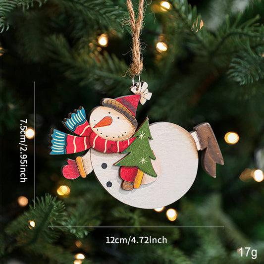 Rustic Wood Christmas Tree Santa Snowman Decor