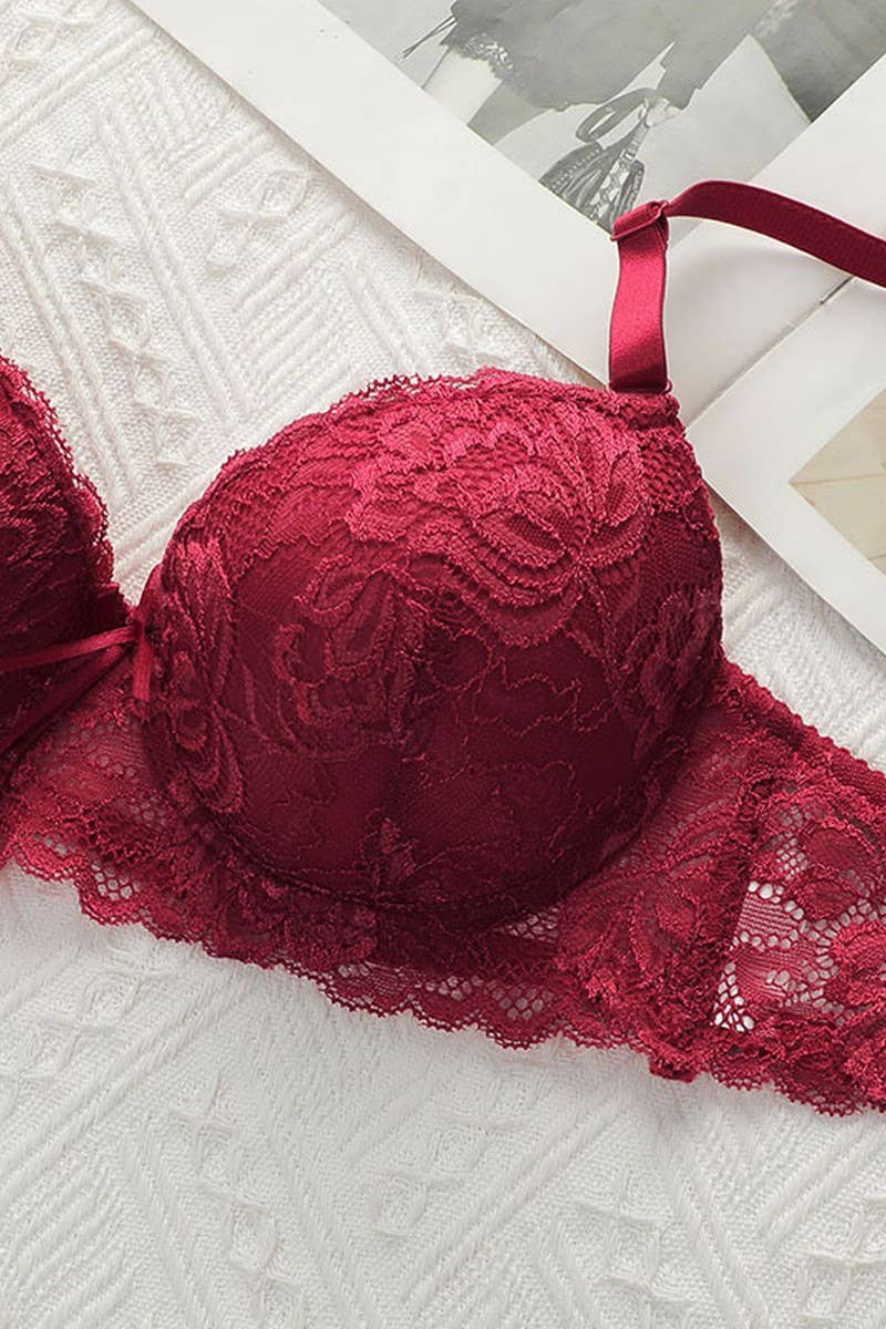 CWMU00267_LACE UNDERWIRE PUSH-UP BRA & PANTY SET