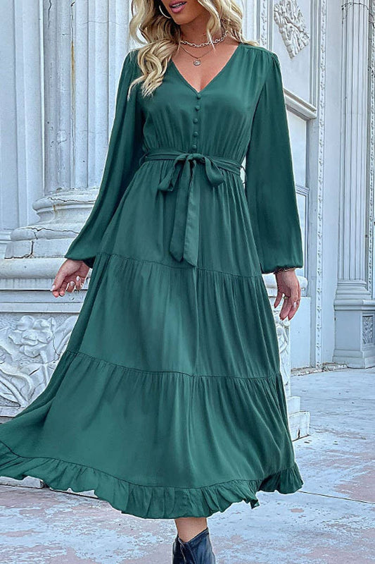 CWDMD01042_CASUAL WORK TIE WAIST LONG SLEEVE DRESS