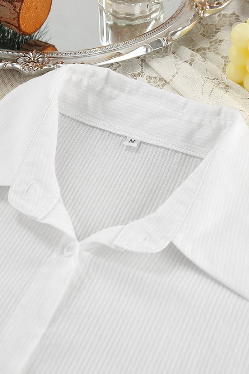 CWSPJ0259_WHITE LONG-SLEEVED UNDERWEAR SHORTS PAJAMA SET