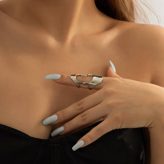 HOLLOW GEOMETRIC RETRO HIP-HOP RING