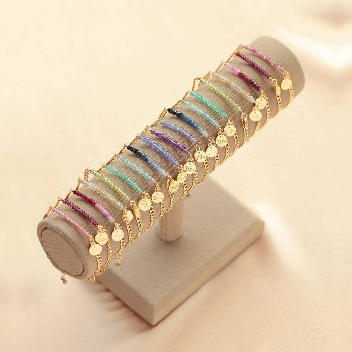 Women's Birthstone Colored Beaded Bracelet