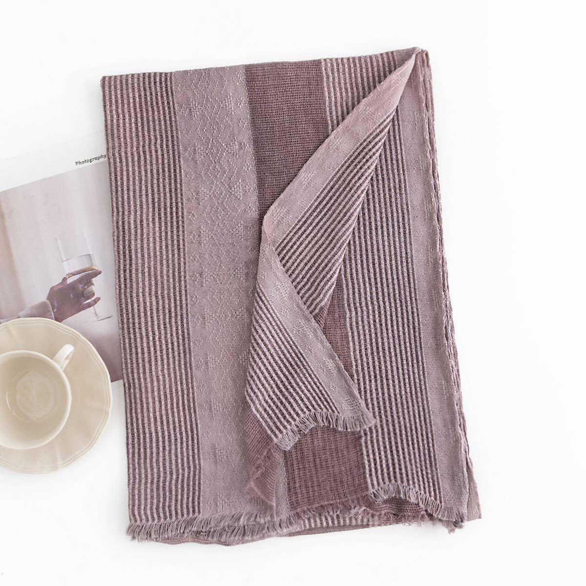 Boho Faux Cashmere Scarf - Vintage Wrap for Women_CWASC1005