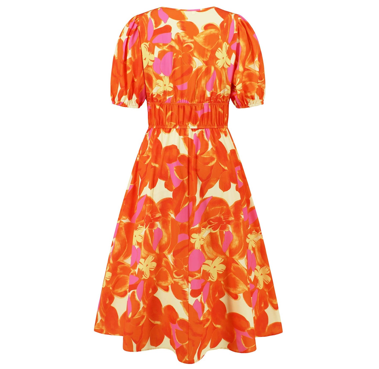 Boho V-Neck Floral Maxi Dress with Waist Tie