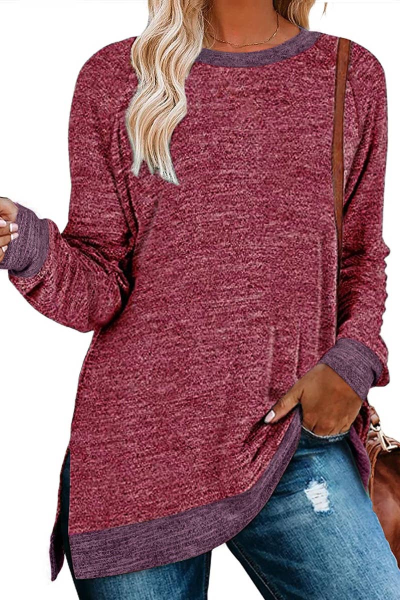 CWTBLL1889_CREW-NECK LONG-SLEEVED JUMPER WITH A SLIT