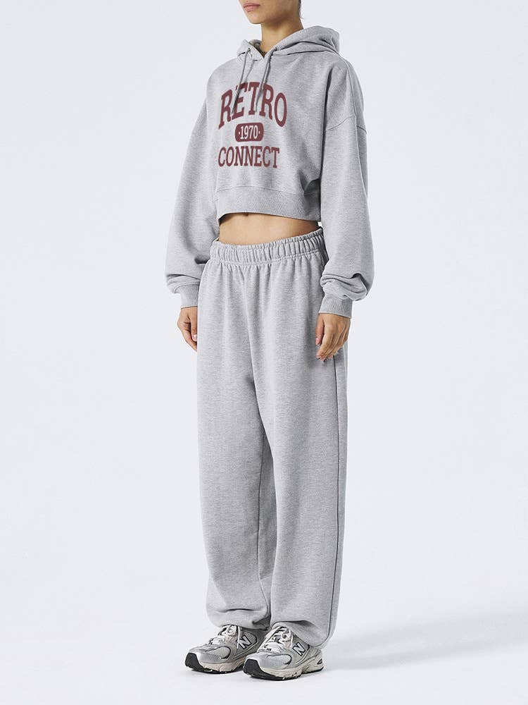 CROP TOP HOODIE DRAWSTRING PRINT HOODIE