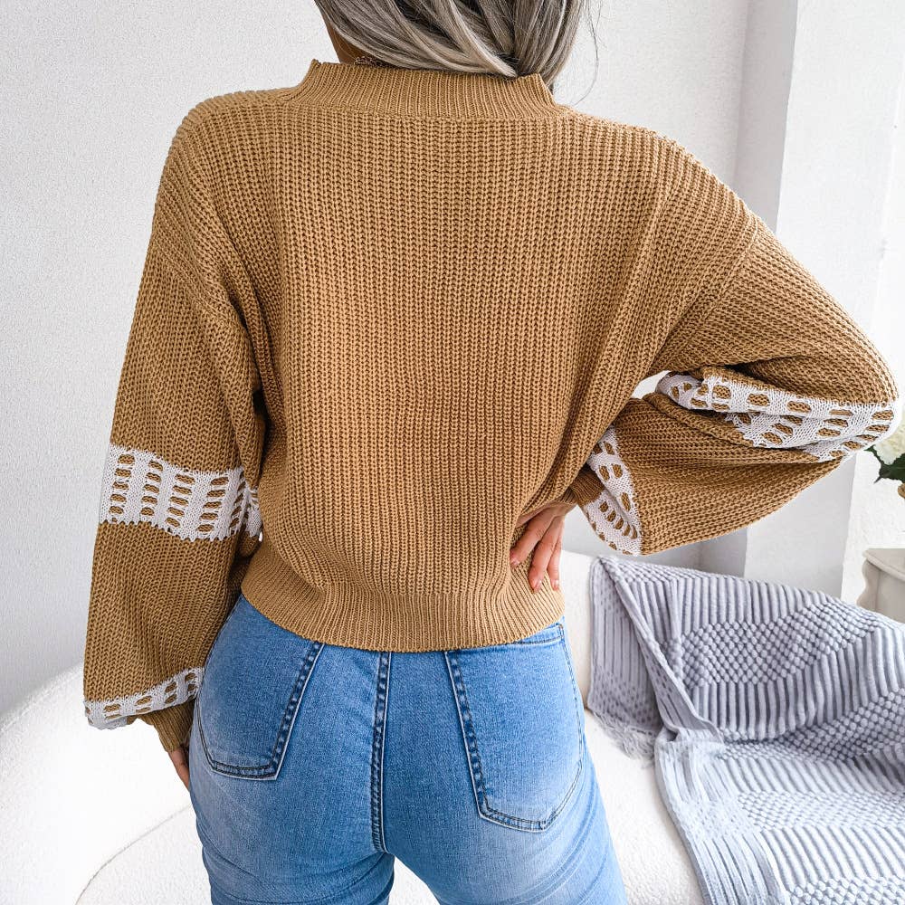 Design lantern sleeve cardigan sweater jacket