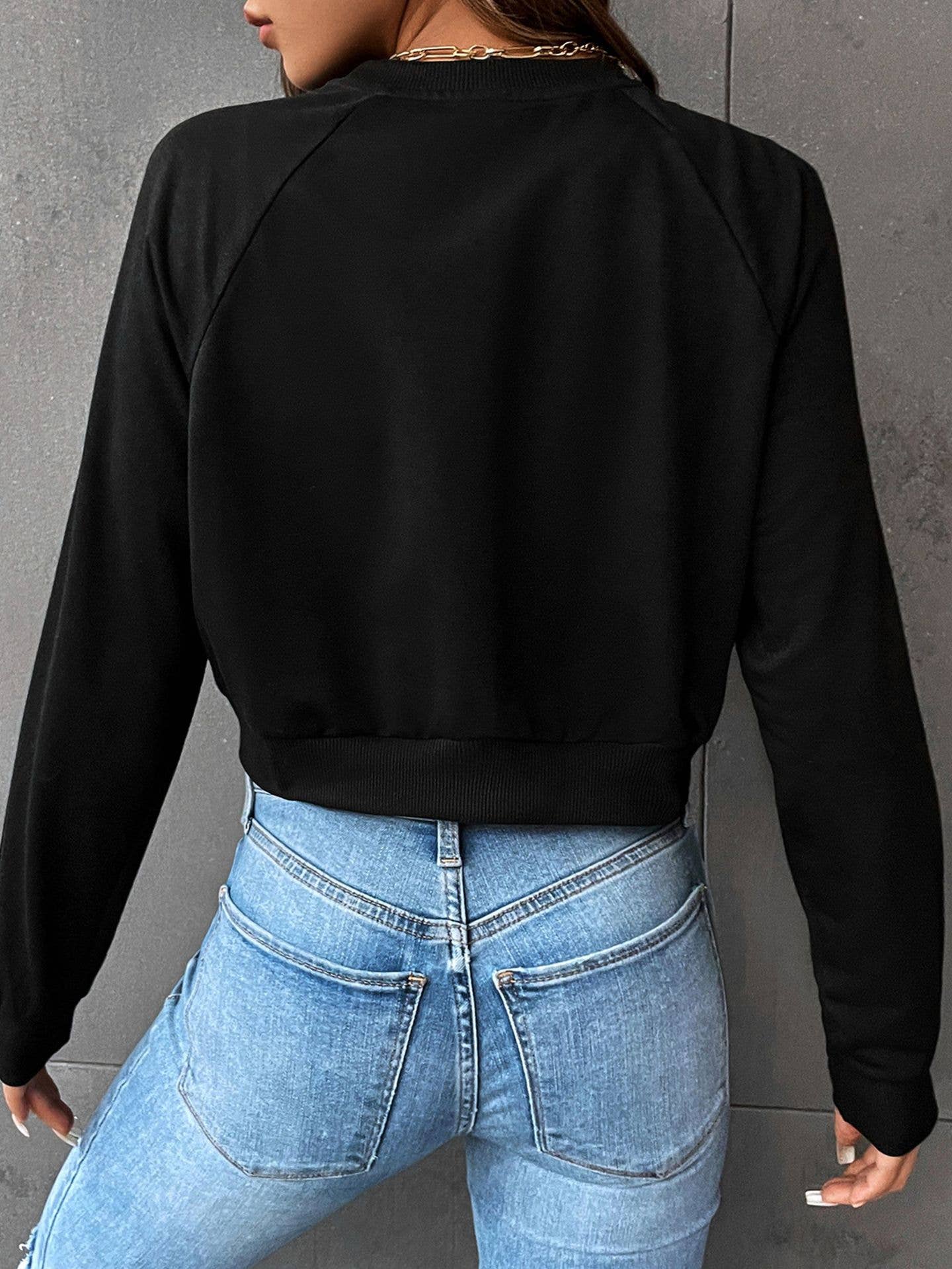 Casual sporty style crop top letter hoodie