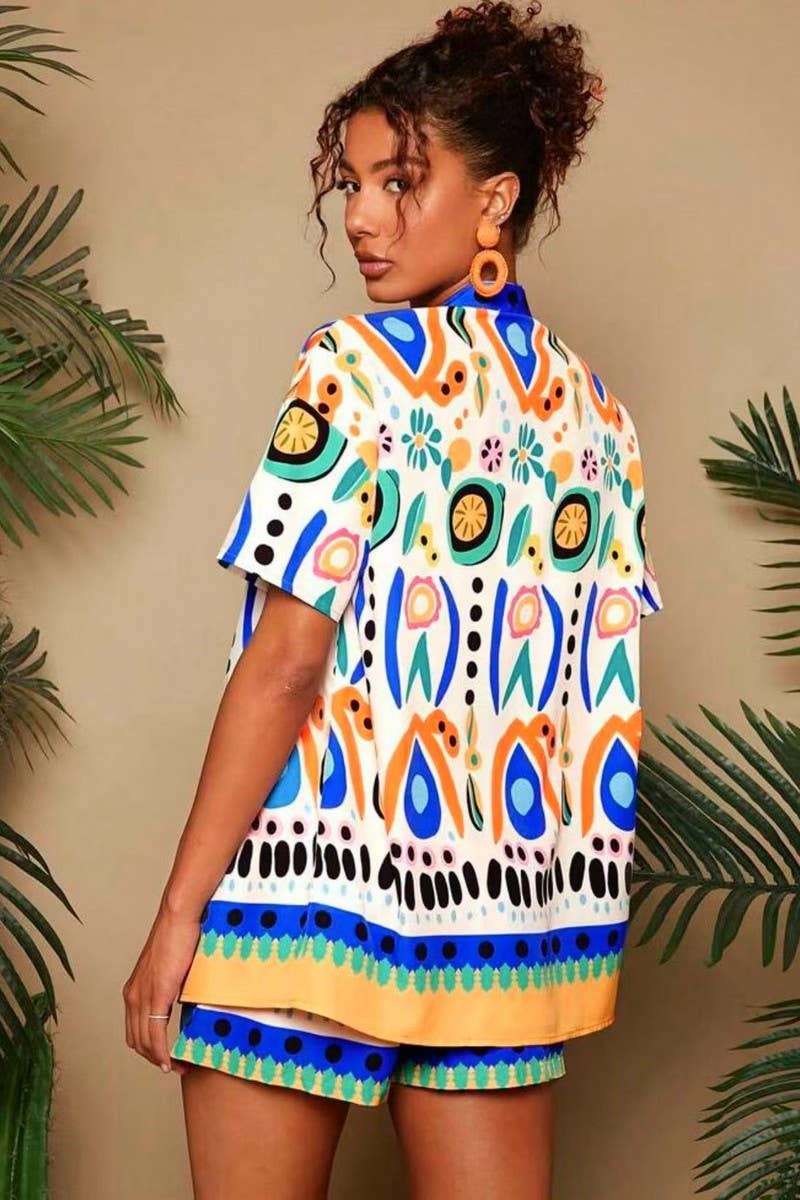 CWSTB2001_CASUAL FLORAL PRINT SHORT SLEEVE & SHORTS SET