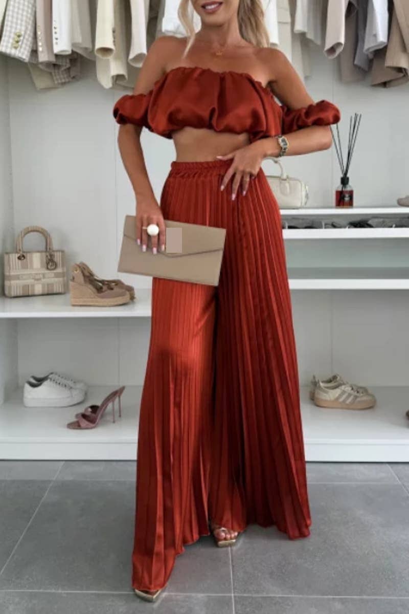 CWSS1204_SUMMER SOLID COLOR TEMPERAMENT TUBE TOP SUIT