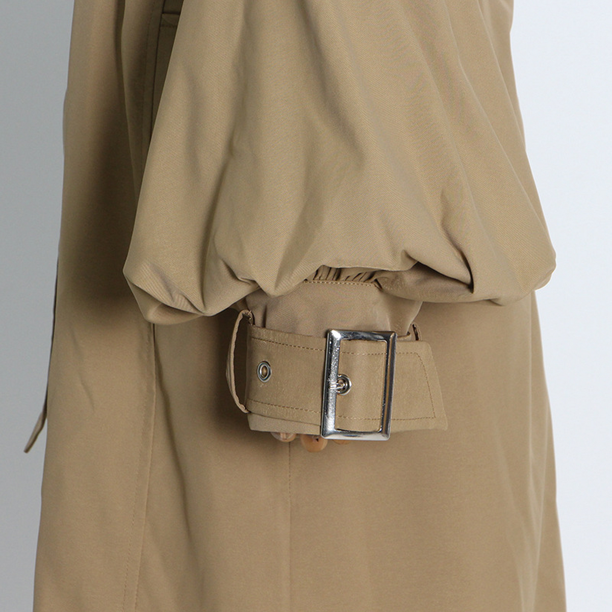 Trendy Belted Trench Coat with Ruffle & Patchwork